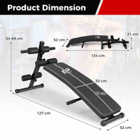 Foldable & Adjustable Curved Decline Sit Up Bench w/ High Density Foam & Metal