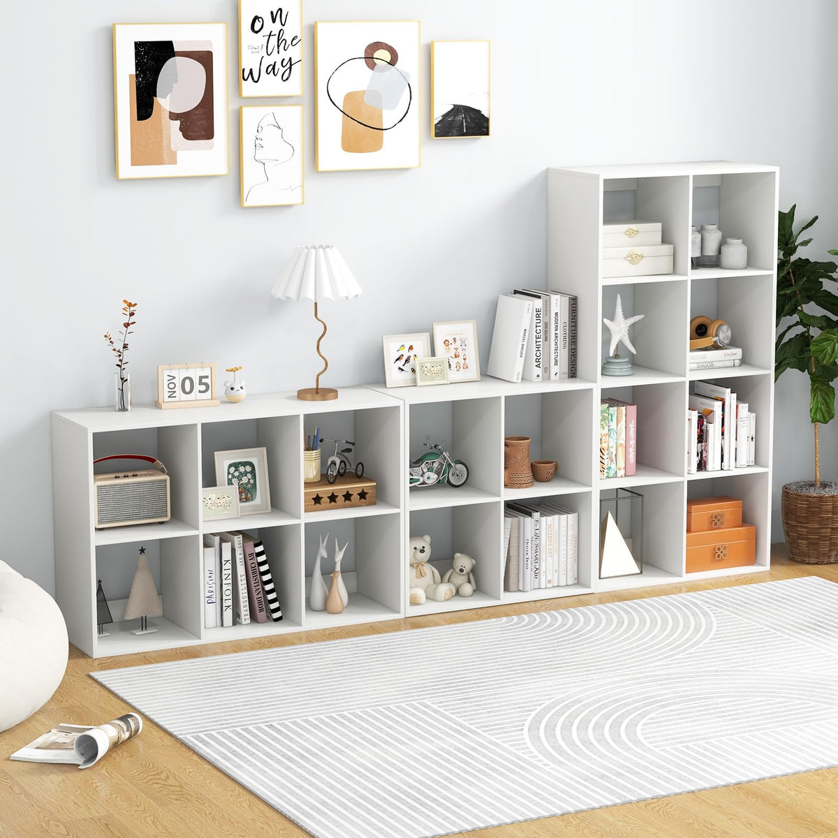 8-Cube Bookshelf, Modern Cubby Bookcase