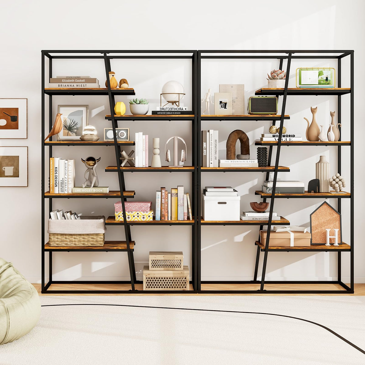 180 cm Tall Bookshelf, 7-Tier Industrial Etagere Bookcase