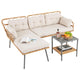 3 Pieces Corner Patio Furniture with Small Coffee Table for Garden Backyard