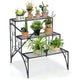 3-Tier Ladder Style Plant Rack with Widened Grid Shelf