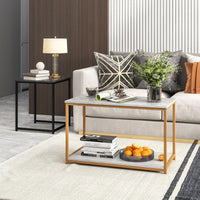 Giantex Nesting Coffee Table Set of 3, 3-Piece End Table with Faux Marble Top