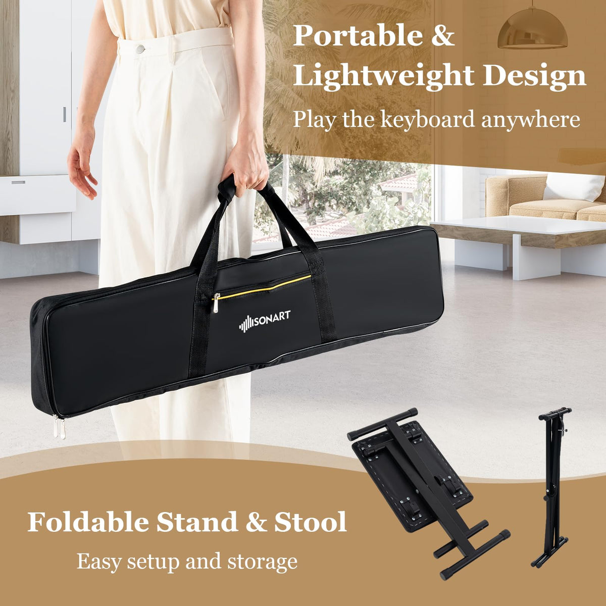 61-Key Portable Electronic Keyboard Piano Complete Digital Piano Set