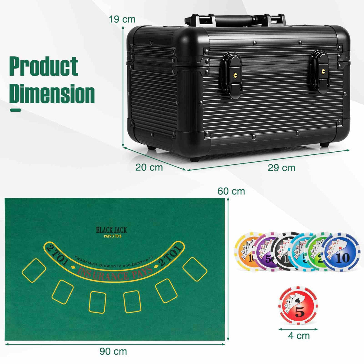 11.5 Gram Texas Holdem Poker Chip Set with 600 Pieces Chips