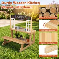 Outdoor Mud Kitchen with Stoves & Sink and Chalkboard for Kids
