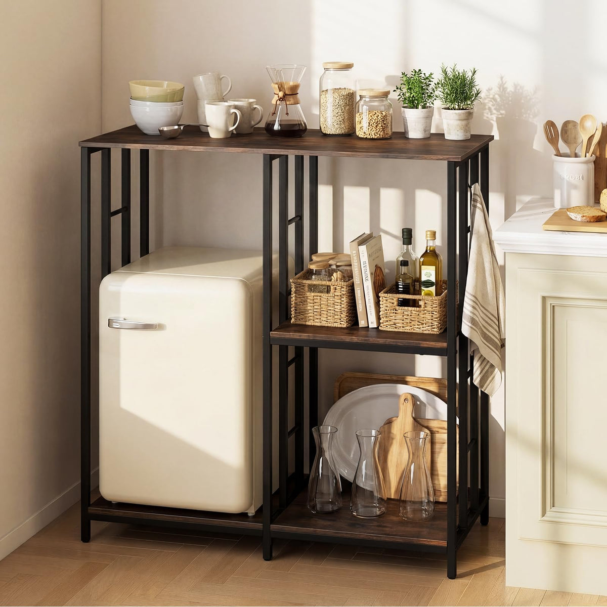 Kitchen Baker's Rack Mini Fridge Stand Table with 4 Shelves for Oven