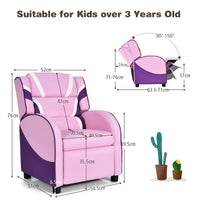 Kids Recliner Chair, Ergonomic Toddler Sofa Lounge Recliner w/ Adjustable Backrest & Storage Pocket, Pink & Purple