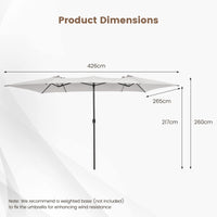 426 CM Double-Sized Patio Umbrella with Crank Handle, Vented Tops