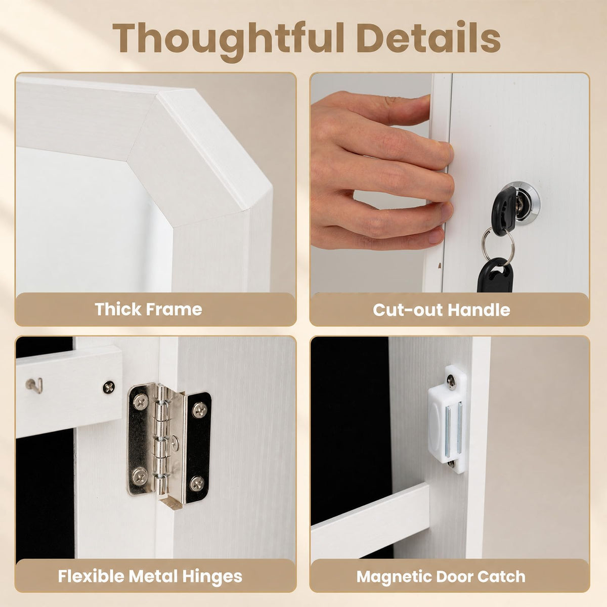 Lockable Full-Length Mirror Jewelry Cabinet