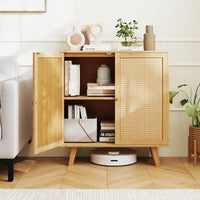 Bamboo Buffet Cabinet Boho Sideboard Storage Cabinet with Doors