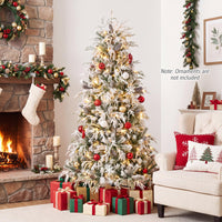 150/180cm Flocked Christmas Tree, Pre-Lit, Hinged