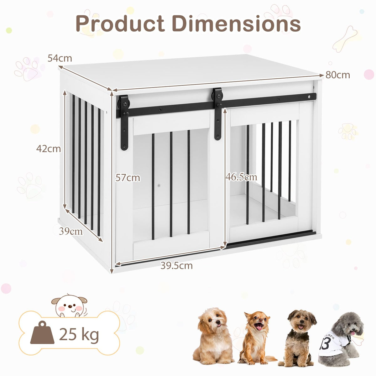 Dog Crate Furniture, 80 cm Heavy Duty Dog Kennel with Sliding Barn Door