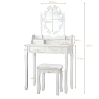 Dressing Table Stool Set, LED Vanity Makeup Table Desk