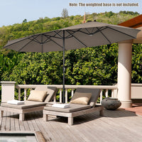 4.7 M Double-Sided Patio Umbrella, Outdoor Extra Large Umbrella W/Hand-Crank System & Air Vents