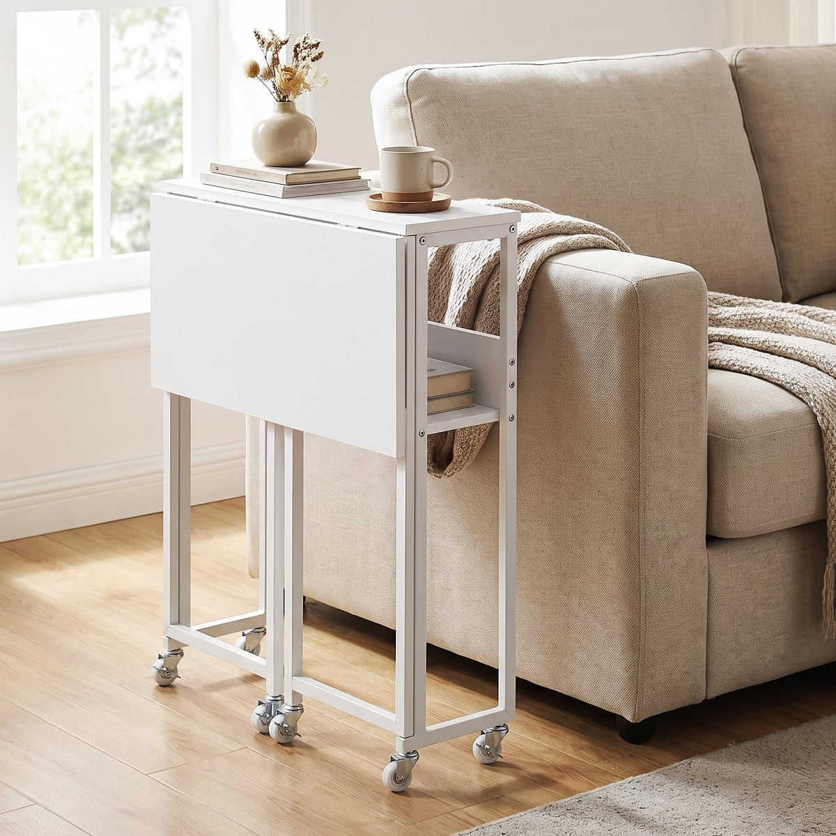 Giantex 63 cm Small Folding Desk with Smooth Rolling Wheels