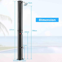 60 L Solar Heated Outdoor Shower, 2.3 CM Outdoor Shower with Shower Head and Foot Shower Tap