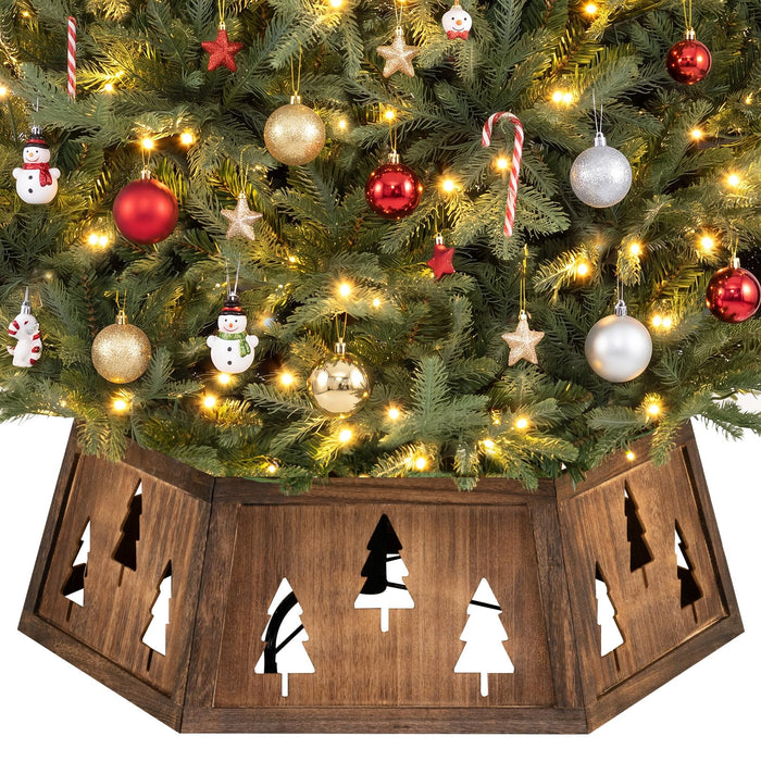 80cm Christmas Tree Collar for 180-270cm Artificial Trees Wooden Christmas Tree Base Cover