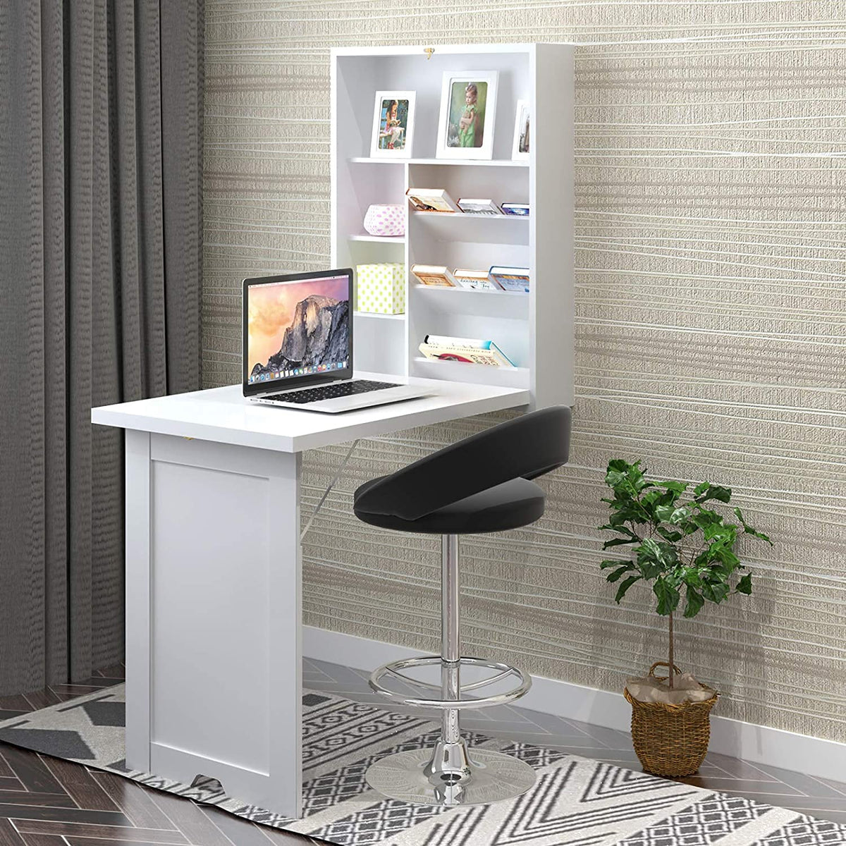 Giantex Wall Mounted Fold Out Convertible Desk, Multi-Function Floating Desk for Home Office