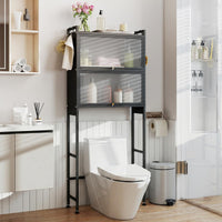 166 cm Over-the-toilet Cabinet Bathroom Organizer with Hooks