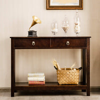 Giantex Console Table with Drawers 3-Tier Couch Table with Storage Shelves