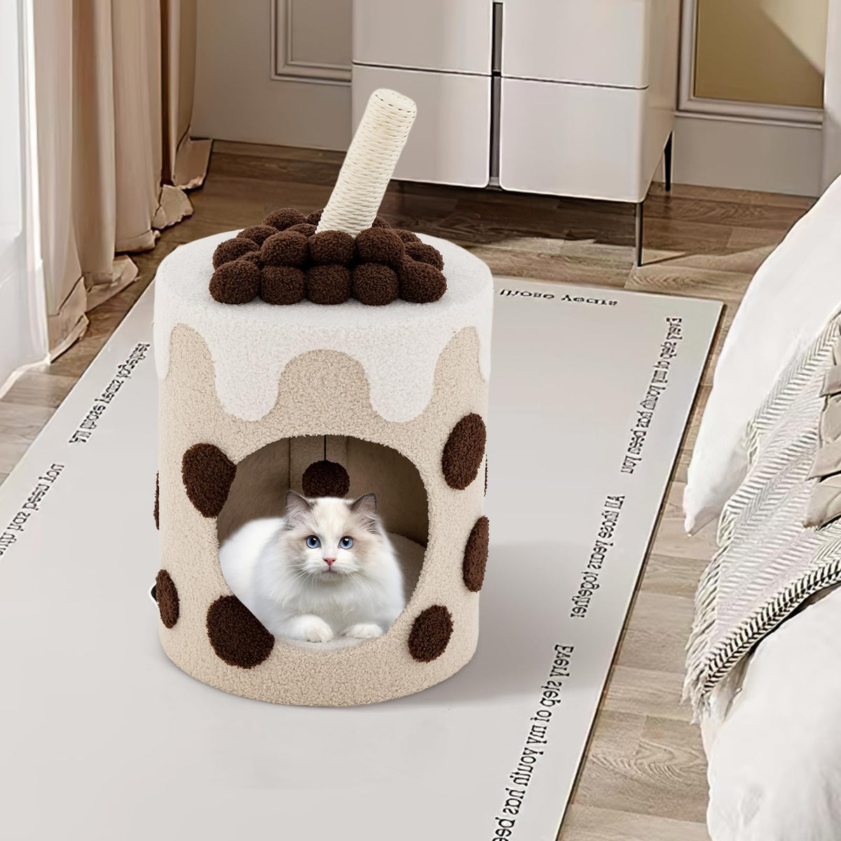 Bubble Tea Cat Tree Tower Cat Condo Furniture w/Scratching Post