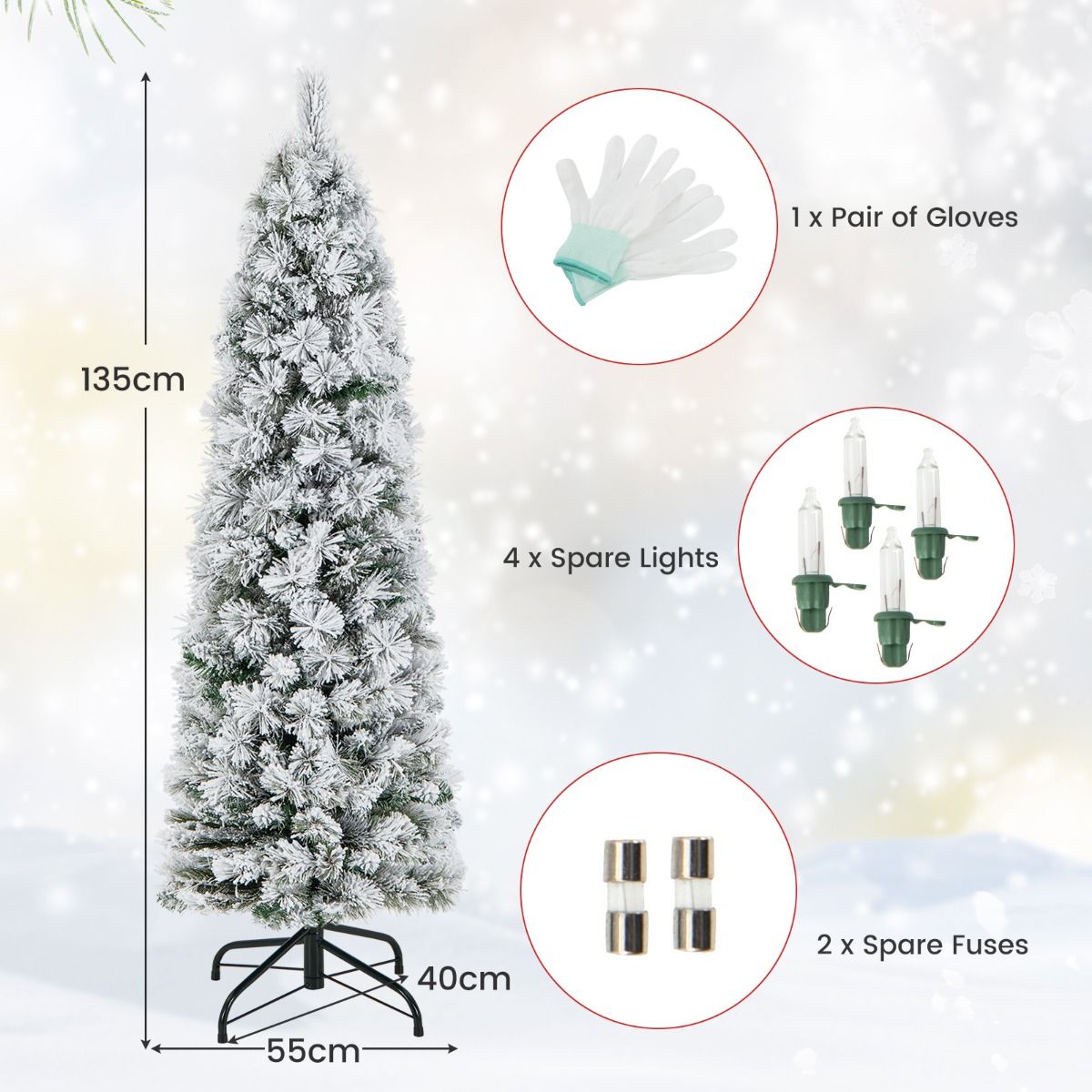 Flocked Xmas Tree with 373 Branch Tips for Decoration