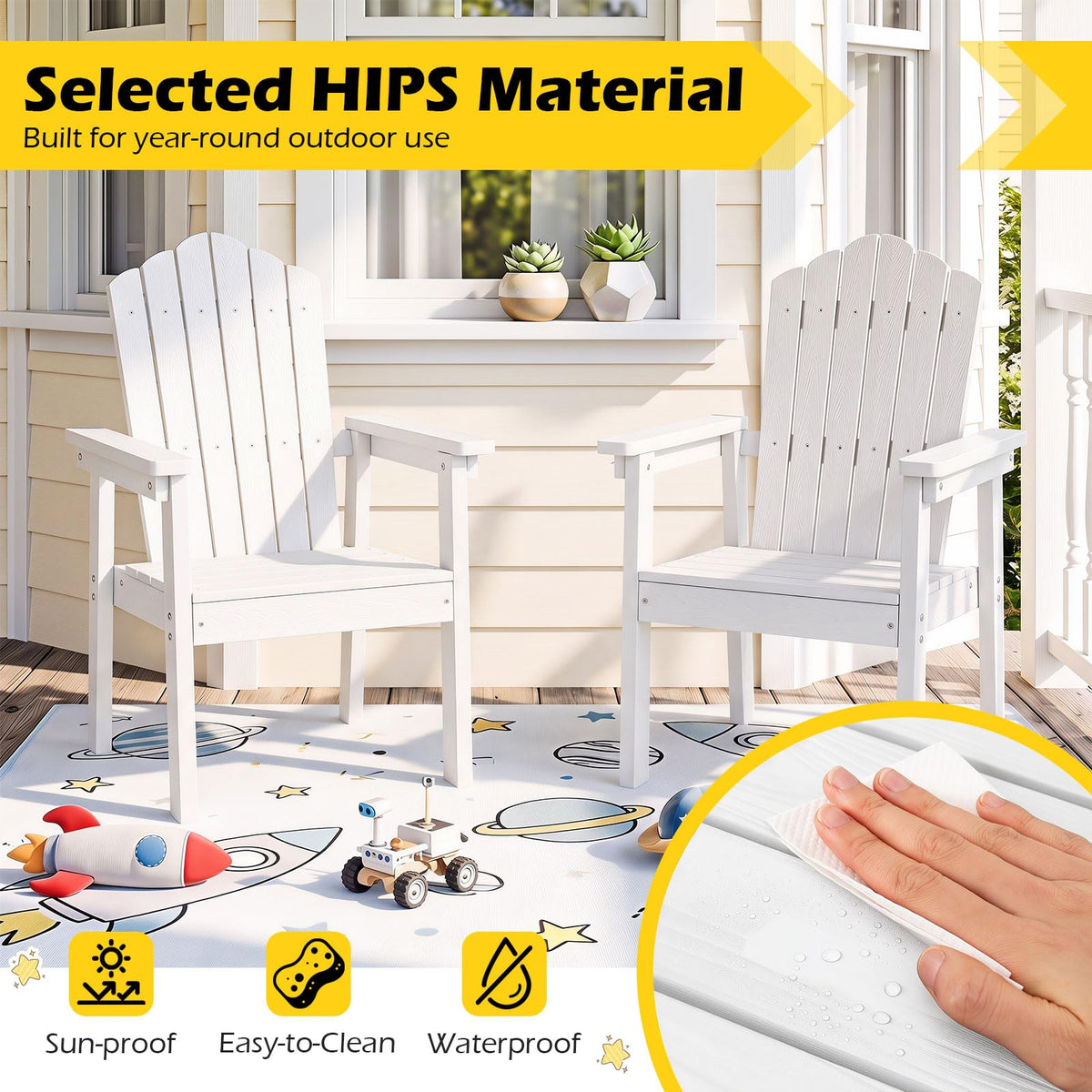 Lawn Adirondack Chairs with High Backrest and Wide Armrests