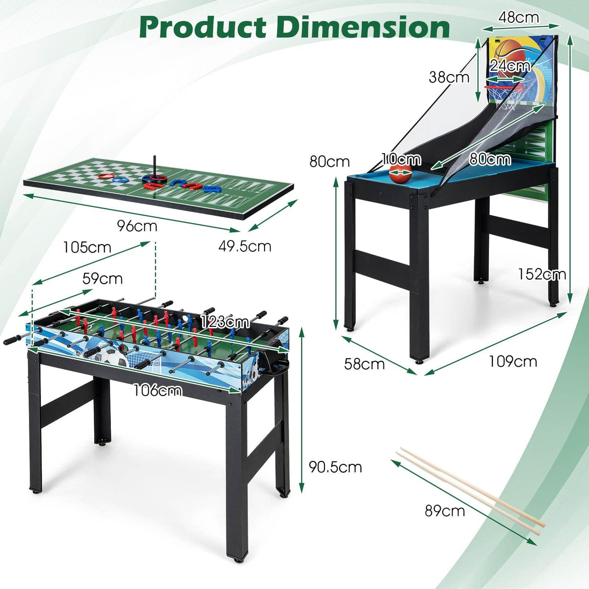 14-in-1 Combo Game Table Set with Foosball for Home and Office