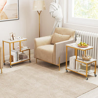 G-Shaped Side Table, 3-Tier Mobile End Table with Open Shelves