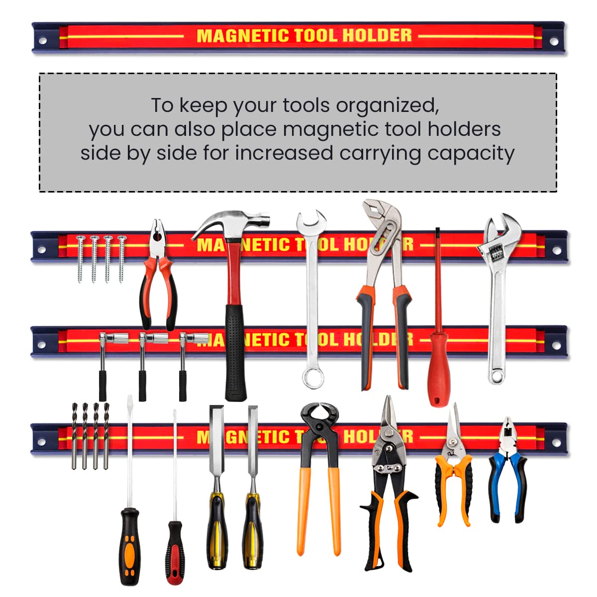 Magnetic Tool Holder, Heavy-Duty Magnetic Bar with Strong Load Capacity