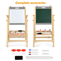 3-In-1 Foldable Kids Easel with Adjustable Height and Chalks Pens