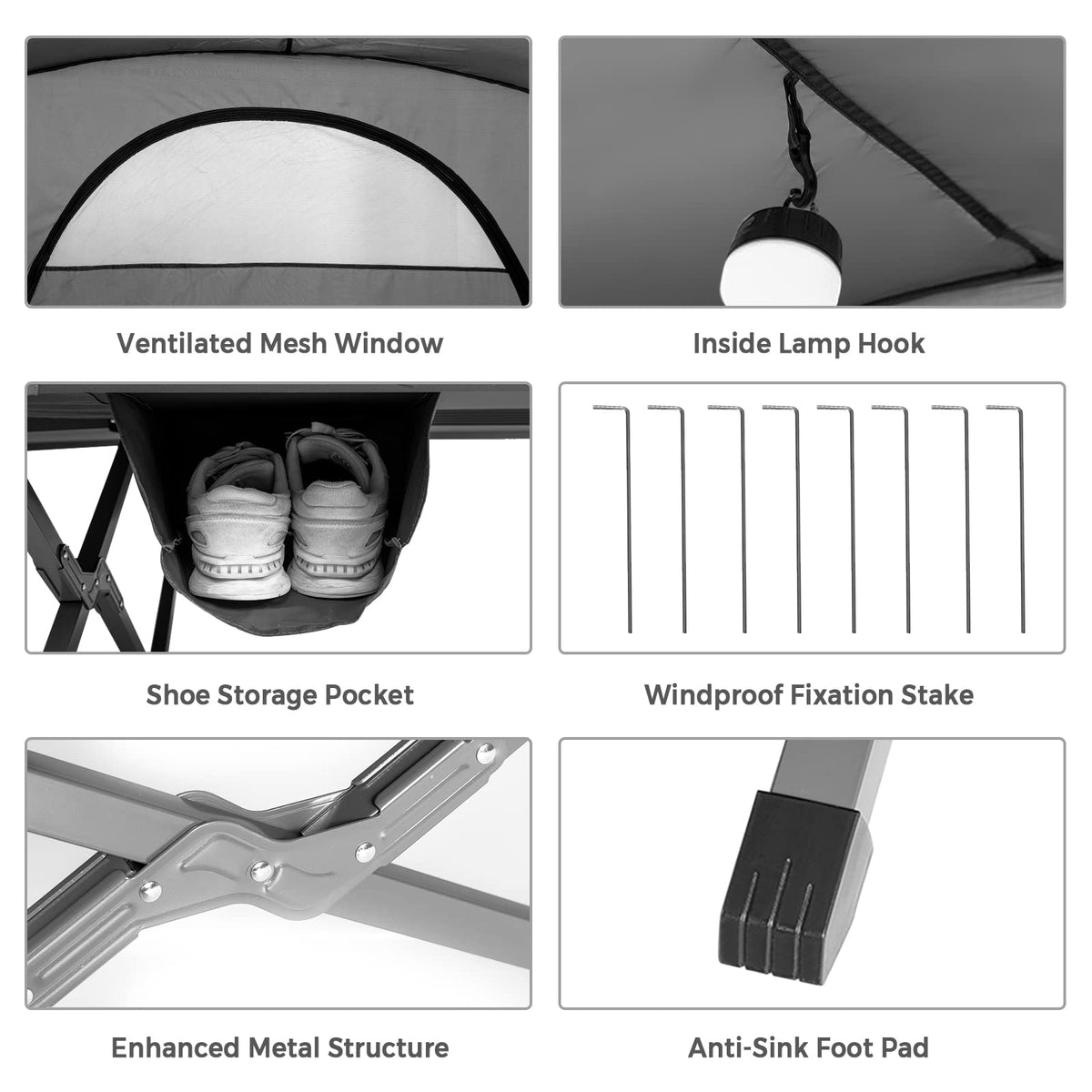 2-Person Camping Cot Tent, 4-in-1 Folding Tent Bed W/ Waterproof External Cover