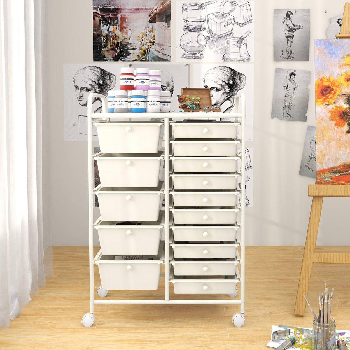 Giantex 15-Drawer Rolling Storage Cart