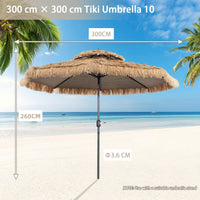 2 Tier Hula Thatched Patio Tiki Umbrella with 8 Ribs for Beach