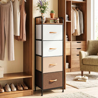 Giantex 4-Drawer Narrow Dresser with Removable Fabric Bins & Top Shelf