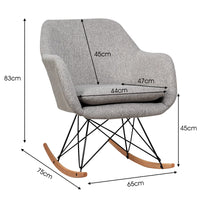 Accent Rocker Chair, Rocking Side Chair w/High Ergonomic Backrest & Armrest Integration (Gray)