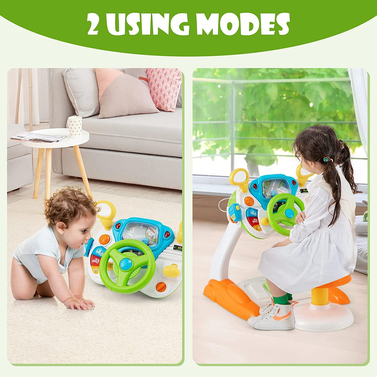 Kids Steering Wheel Simulated Driving Toy Set with Lights & Sounds