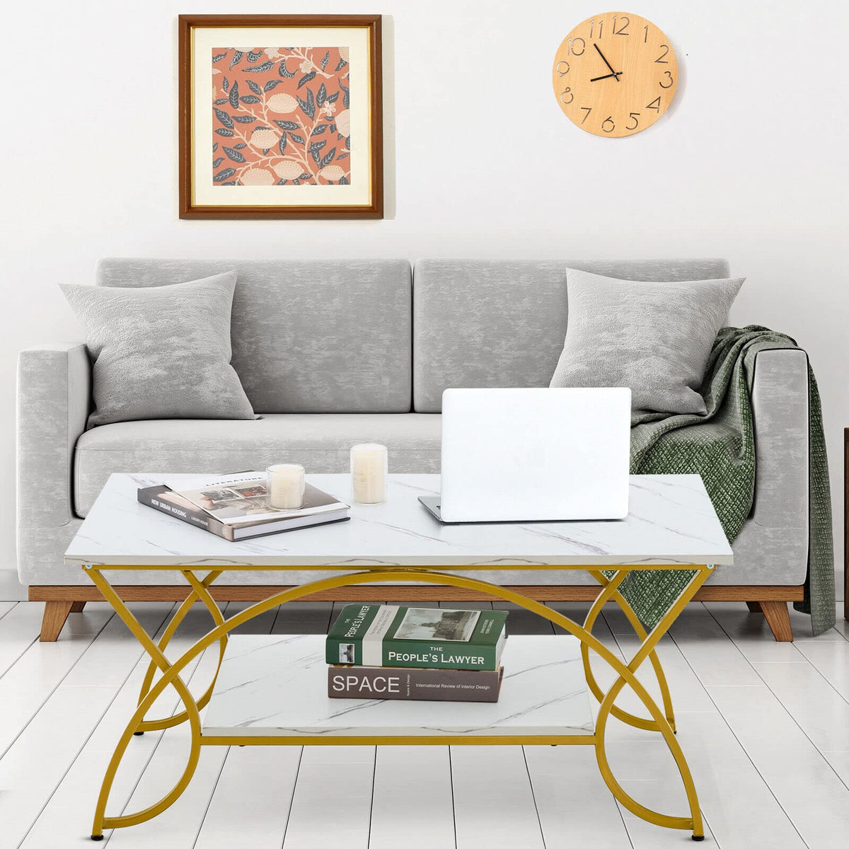 Giantex Faux Marble Coffee Table, Modern Chic Cocktail Table