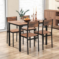 5 Piece Dining Table Set for 4 with Backrest and Metal Frame