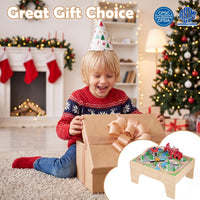 63-Piece Kids Wooden Train Table with Storage Drawer for Game Room