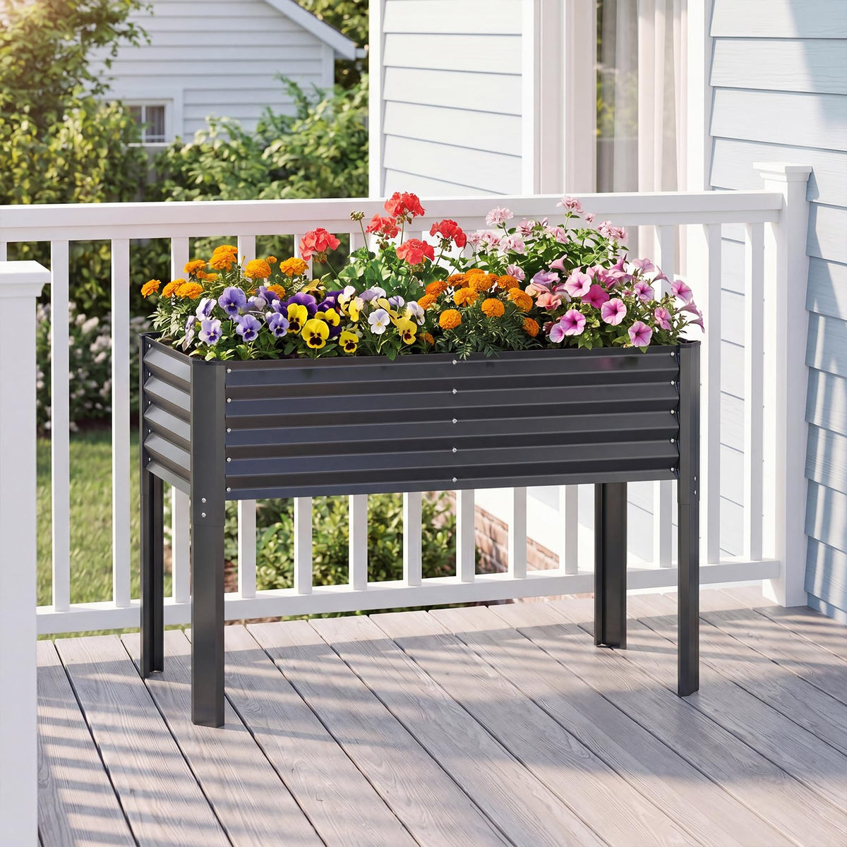 Galvanized Raised Garden Bed with Legs, Metal Elevated Planter Box for Gardening Vegetables, Flowers
