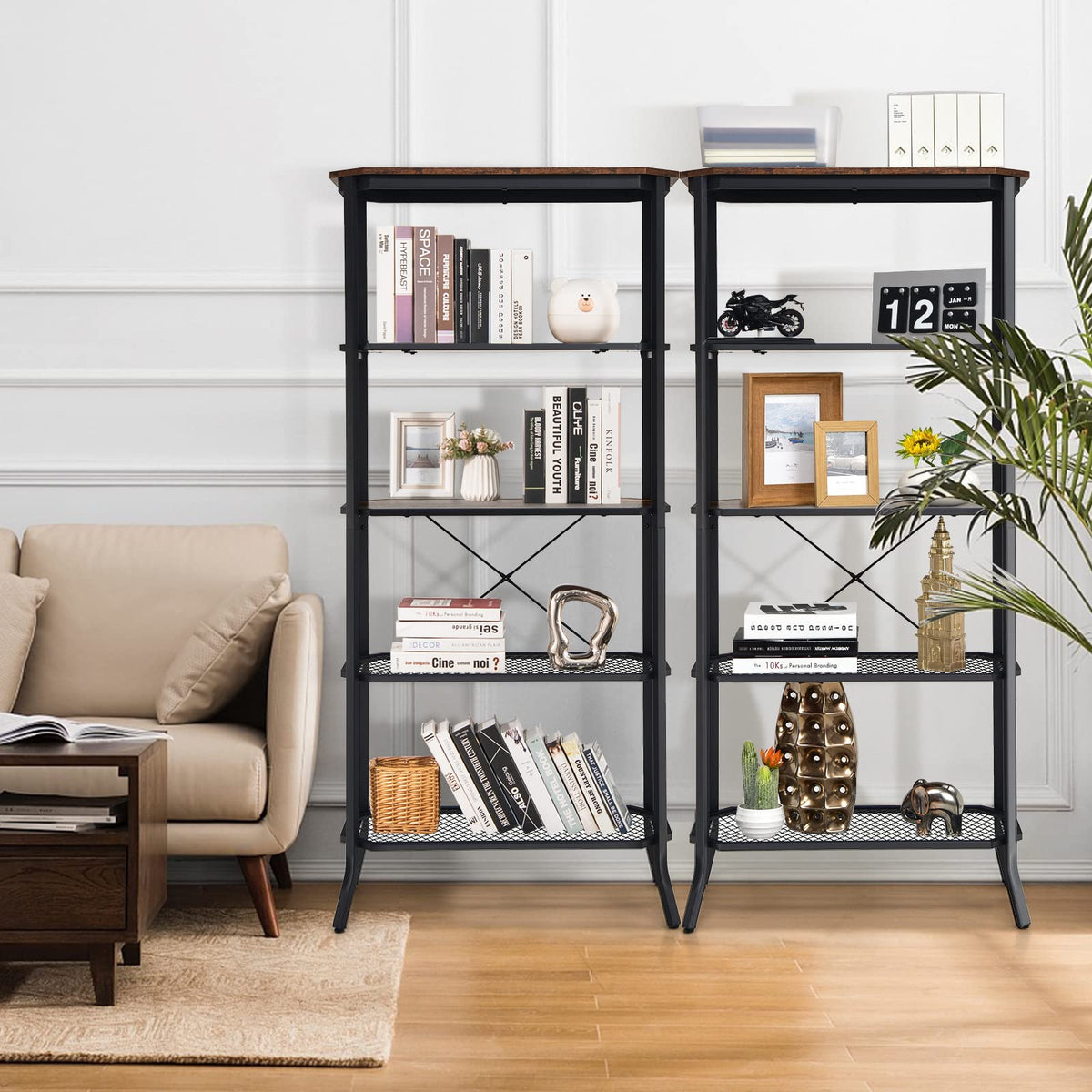 Giantex 5-Tier Bookshelf, Freestanding Shelving Unit