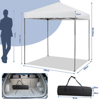 2 x 2 m Outdoor Pop-up Canopy, Instant Setup Canopy Tent w/Adjustable Heights, Carry Bag