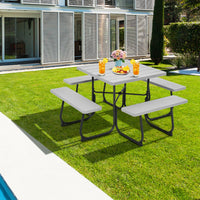 8-person Square Picnic Table Bench Set with 4 Benches 225 KG Capacity