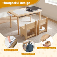 Kids Sensory Table and Chair Set with Adjustable Height 2 Bins for Water Sand Play
