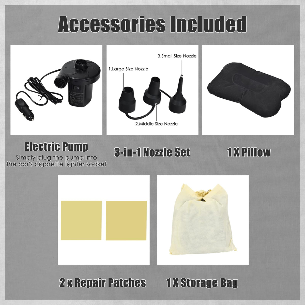 Inflatable Car Air Mattress, Backseat SUV Air Bed w/Pillow