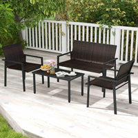4 Pieces Patio Furniture Set for Small Space Balcony Poolside