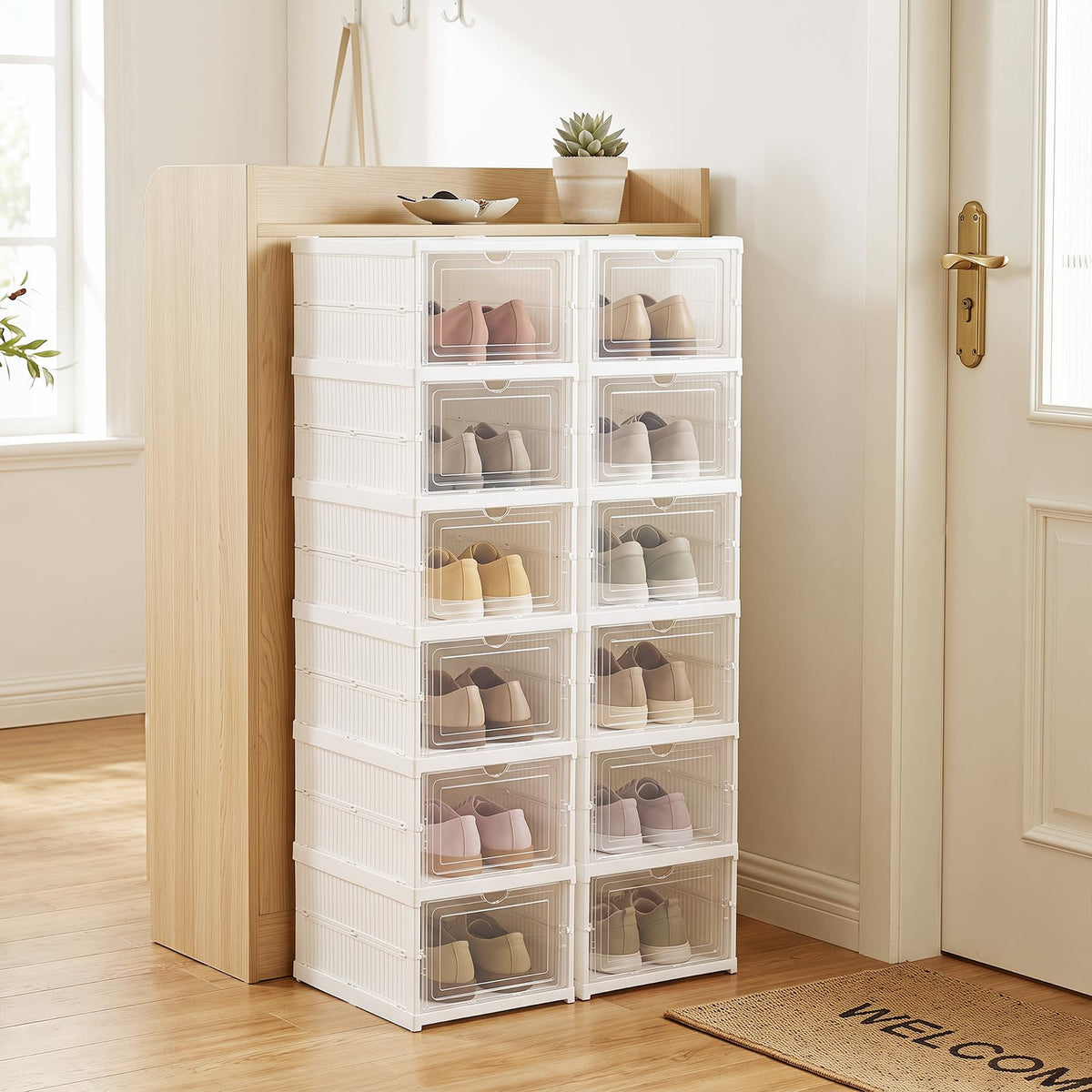 GIANTEX 6-Tier Folding Plastic Shoe Organizer Set of 2