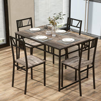 Giantex 5 Piece Dining Table Set, Industrial-Style Kitchen Table & 4 Chairs w/Wood Like Tabletop & Metal Frame