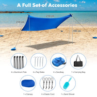 2-Size Beach Sunshade Canopy with Sandbags & Carry Bag for Beach, Trip